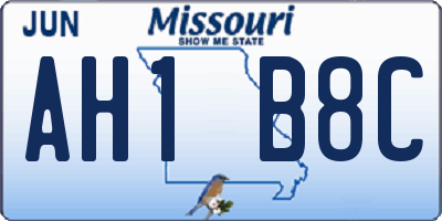 MO license plate AH1B8C