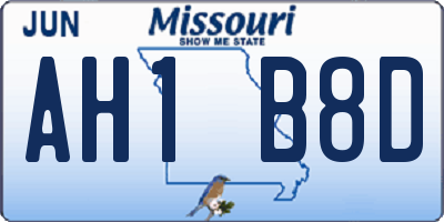 MO license plate AH1B8D