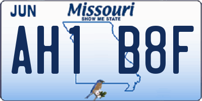 MO license plate AH1B8F