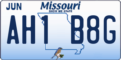 MO license plate AH1B8G