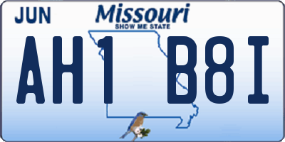 MO license plate AH1B8I