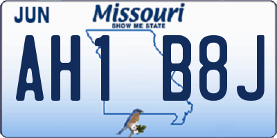 MO license plate AH1B8J