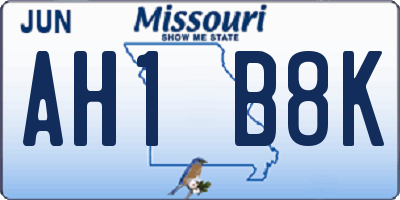 MO license plate AH1B8K