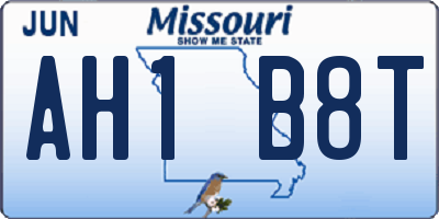 MO license plate AH1B8T