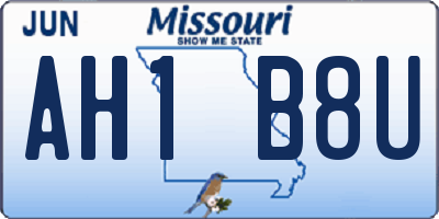 MO license plate AH1B8U