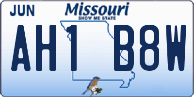 MO license plate AH1B8W