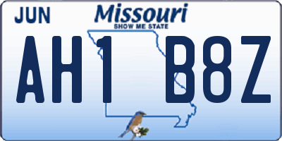 MO license plate AH1B8Z