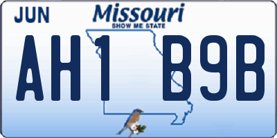 MO license plate AH1B9B