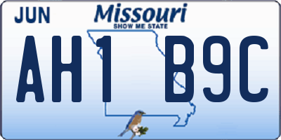 MO license plate AH1B9C