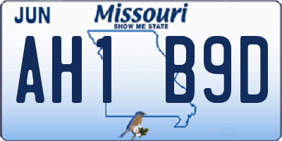 MO license plate AH1B9D