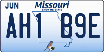 MO license plate AH1B9E