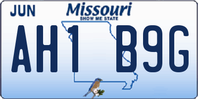 MO license plate AH1B9G