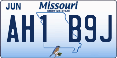 MO license plate AH1B9J