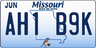 MO license plate AH1B9K