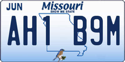 MO license plate AH1B9M