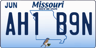 MO license plate AH1B9N