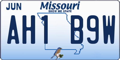 MO license plate AH1B9W