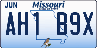 MO license plate AH1B9X