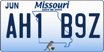 MO license plate AH1B9Z