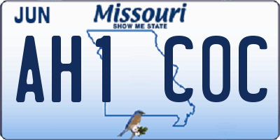 MO license plate AH1C0C