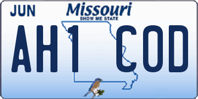 MO license plate AH1C0D