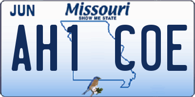 MO license plate AH1C0E