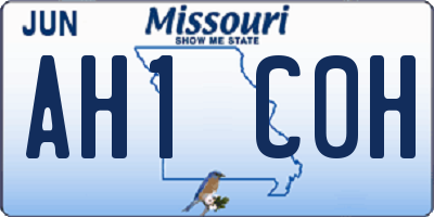 MO license plate AH1C0H