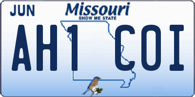 MO license plate AH1C0I