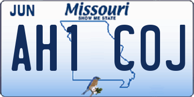 MO license plate AH1C0J