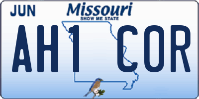 MO license plate AH1C0R