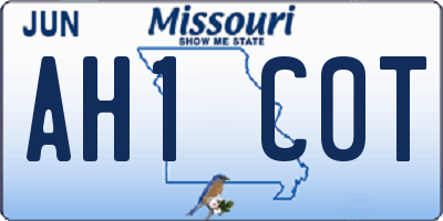 MO license plate AH1C0T