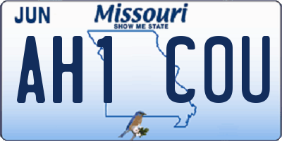 MO license plate AH1C0U