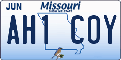 MO license plate AH1C0Y