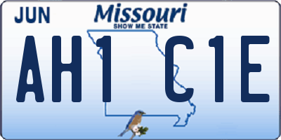 MO license plate AH1C1E