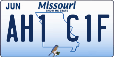 MO license plate AH1C1F