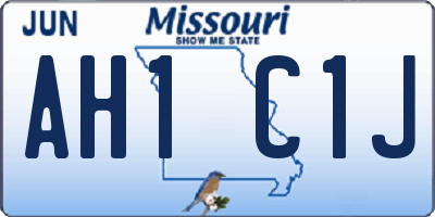 MO license plate AH1C1J