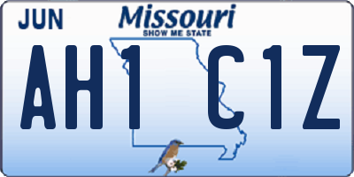 MO license plate AH1C1Z