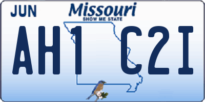 MO license plate AH1C2I