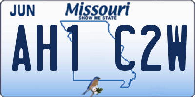 MO license plate AH1C2W