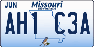 MO license plate AH1C3A