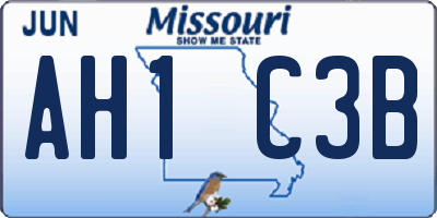 MO license plate AH1C3B