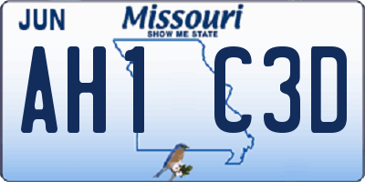 MO license plate AH1C3D