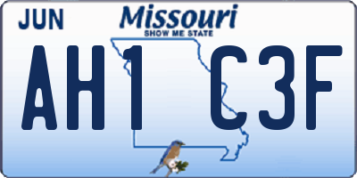 MO license plate AH1C3F