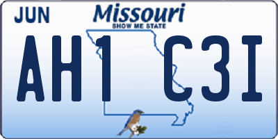 MO license plate AH1C3I