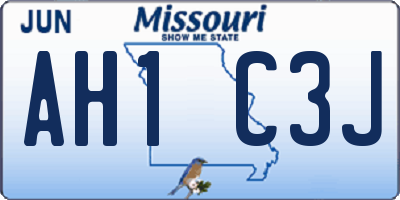 MO license plate AH1C3J