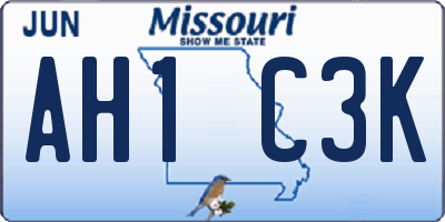 MO license plate AH1C3K