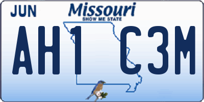 MO license plate AH1C3M