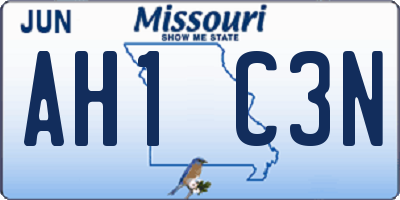 MO license plate AH1C3N