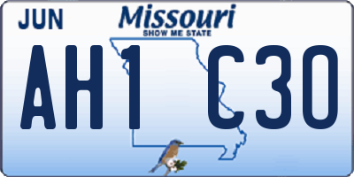 MO license plate AH1C3O