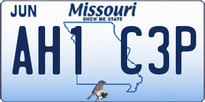 MO license plate AH1C3P